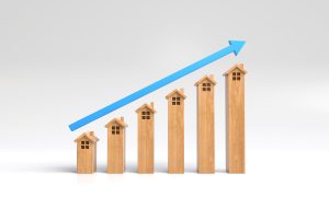 Gráfico de crescimento associado à compra de casa e financiamento imobiliário